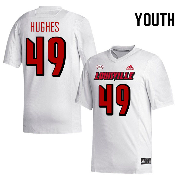 Youth #49 Kris Hughes Louisville Cardinals College Football Jerseys Stitched-White